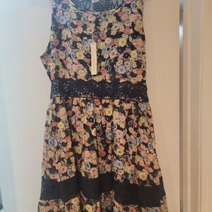 LC Lauren Conrad Sleeveless Floral Lace Trim A-Line Dress Size 12